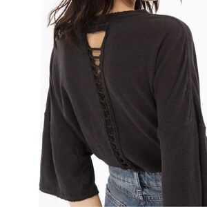 IRO 100% Linen Sturdy Tee Short Sleeve Oversized Cut Out Slouchy Top Black XS